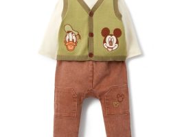 Mickey Mouse and Donald Duck Vest Pants and Bodysuit Set for Baby is now available