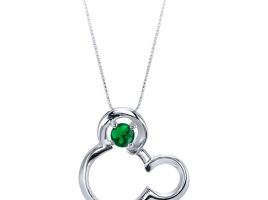 Mickey Mouse May Birthstone Necklace for Women – Emerald now available