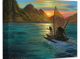 Moana ”Sailing into the Sun” Giclée on Canvas by Walfrido Garcia now available online