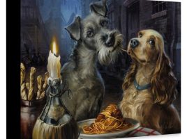 Lady and the Tramp ”Bella Notte” Giclée on Canvas by Heather Edwards – 2019 Film – Limited Edition available online for purchase