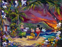 Mickey and Minnie Mouse ”Hula Love” Gallery Wrapped Canvas by Steve Barton – Limited Edition – Buy It Today!