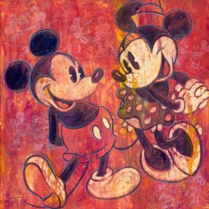 Mickey and Minnie Mouse ''Drawn Together'' Gallery Wrapped Canvas by Stephen Fishwick - Limited Edition
