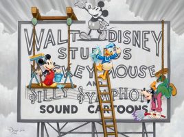 Mickey Mouse and Friends ”Studio Sign Cleaners” Gallery Wrapped Canvas by Tim Rogerson – Limited Edition now available online