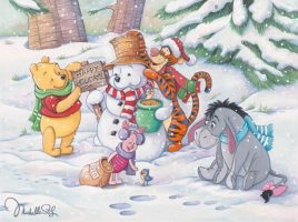 Winnie the Pooh and Pals ”Pooh’s Winter Holiday” Gallery Wrapped Canvas by Michelle St.Laurent – Limited Edition can now be purchased online