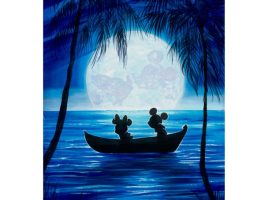 Mickey and Minnie Mouse ”Moonlight Moment” Gallery Wrapped Canvas by Stephen Fishwick – Limited Edition – Buy Online Now