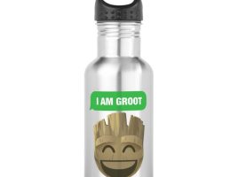 ”I Am Groot” Text Emoji Water Bottle – Customizable | Disney Store available online for purchase