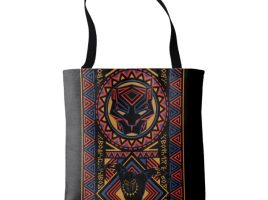 Black Panther Wakandan Allover Print Tote – Customizable | Disney Store here now