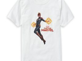 Marvel’s Captain Marvel Flying with Energy Fists T-Shirt for Men – Customizable | Disney Store is available online for purchase