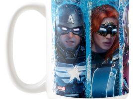 Avengers Lineup Over Logo Two-Tone Coffee Mug – Customized | Marvel | Disney Store here now