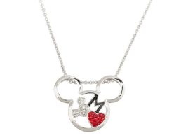 Mickey Mouse Necklace by Arribas – Mickey Head with Heart – Buy Now
