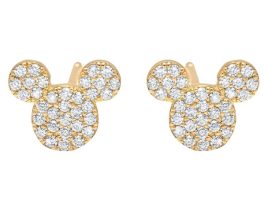 Mickey Mouse Icon Stud Earrings by CRISLU – Yellow Gold – Buy Now