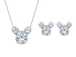 Mickey Mouse Necklace and Earrings Set by CRISLU – Platinum available online for purchase