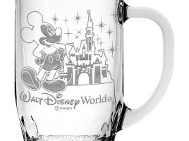 Mickey Mouse and Cinderella Castle Glass Mug by Arribas – Large – Personalized now available for purchase