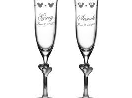 Mickey and Minnie Mouse Glass Flutes by Arribas – Personalized is now available