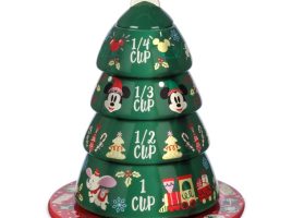 Mickey and Minnie Mouse Christmas Tree Stacking Measuring Cup Set can now be purchased online