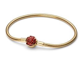 Enchanted Rose Snake Chain Bracelet by Pandora – Beauty and the Beast is available online for purchase