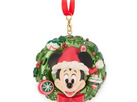 Santa Mickey Mouse Holiday Wreath Ornament is now available for purchase