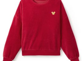 Mickey Mouse Icon Corduroy Pullover Sweatshirt for Women – Red now out