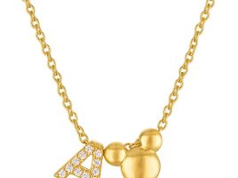 Mickey Mouse Icon Initial Slide Necklace by Rebecca Hook – Gold available online