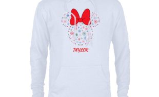 Minnie Mouse Icon Holiday Lights & Snowflakes Pullover Hoodie for Adults – Customized | Disney Store is now available online