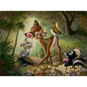 Bambi ''Bambi's First Butterfly'' Gallery Wrapped Canvas by Bob Doucette - Limited Edition