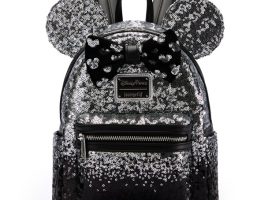 Minnie Mouse Sequined Loungefly Mini Backpack – Silver and Black is now out