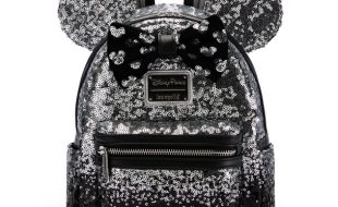 Minnie Mouse Sequined Loungefly Mini Backpack – Silver and Black is now out