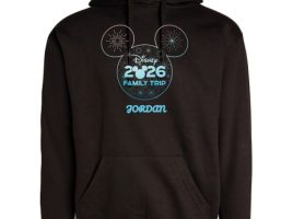 Mickey Mouse Icon Fireworks ”Disney Family Trip 2026” Pullover Hoodie for Adults – Customized | Disney Store – Get It Here