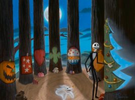 The Nightmare Before Christmas ”Tree For All Seasons” Gallery Wrapped Canvas by Michael Provenza – Limited Edition – Purchase Online Now