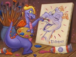 Figment ”Figment Paints Figment” Gallery Wrapped Canvas by Tim Rogerson – Limited Edition here now