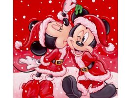 Mickey and Minnie Mouse ”Under the Mistletoe” Gallery Wrapped Canvas by Tim Rogerson – Signed Limited Edition – Buy Now