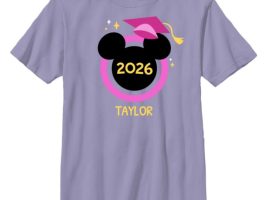 Mickey Mouse Icon Class of 2026 Pink Graduation Cap T-Shirt for Kids – Pink – Customized | Disney Store now available for purchase