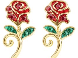 Beauty and the Beast Rose Earrings by Arribas is now available for purchase