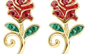 Beauty and the Beast Rose Earrings by Arribas is now available for purchase