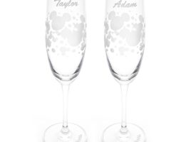 Mickey Mouse Icon Bubbles Glass Flutes by Arribas – Set of 2 – Walt Disney World – Personalized available online for purchase