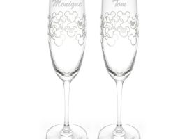 Mickey Mouse Icon Glass Flutes by Arribas – Set of 2 – Walt Disney World – Personalized now available online