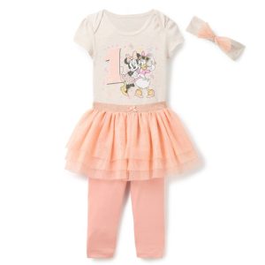 Minnie Mouse and Daisy Duck 1st Birthday Bodysuit and Skirt with Leggings Set for Baby