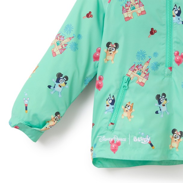 Bluey Disney Parks Half-Zip Packable Hooded Rain Jacket for Kids