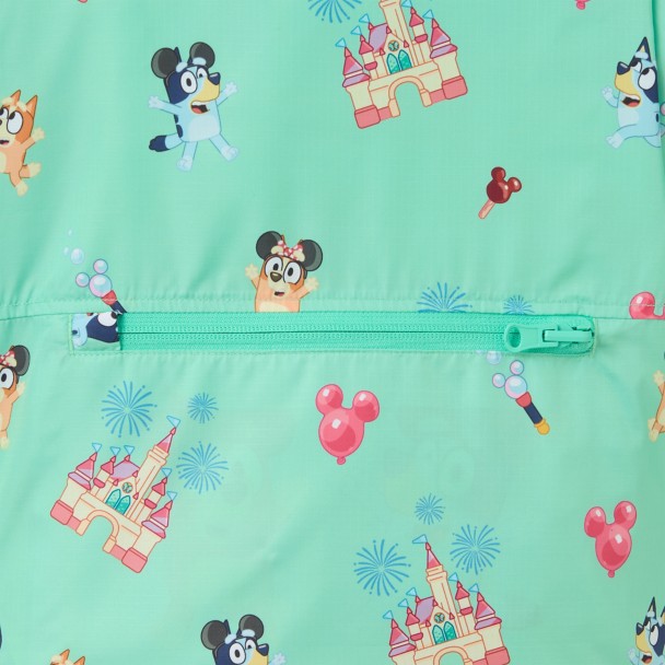 Bluey Disney Parks Half-Zip Packable Hooded Rain Jacket for Kids