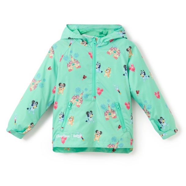 Bluey Disney Parks Half-Zip Packable Hooded Rain Jacket for Kids