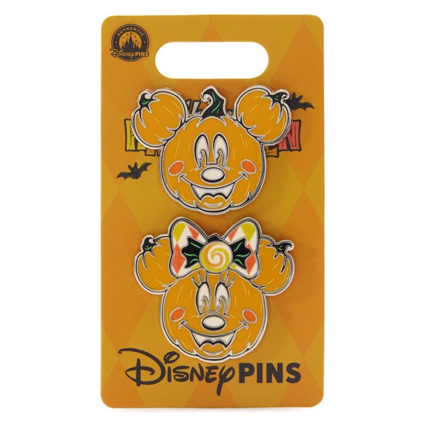 Mickey and Minnie Mouse Jack-o'-Lanterns ''Happy Halloween'' Pin Set