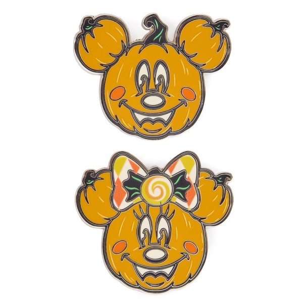 Mickey and Minnie Mouse Jack-o'-Lanterns ''Happy Halloween'' Pin Set