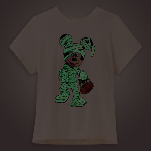 Mickey Mouse Mummy Halloween Glow-in-the-Dark Back to Front T-Shirt for Women