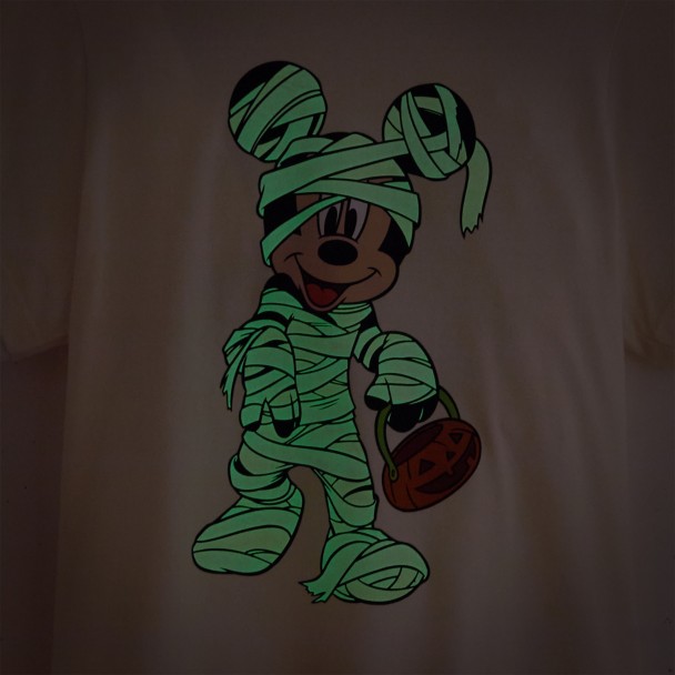 Mickey Mouse Mummy Halloween Glow-in-the-Dark Back to Front T-Shirt for Women