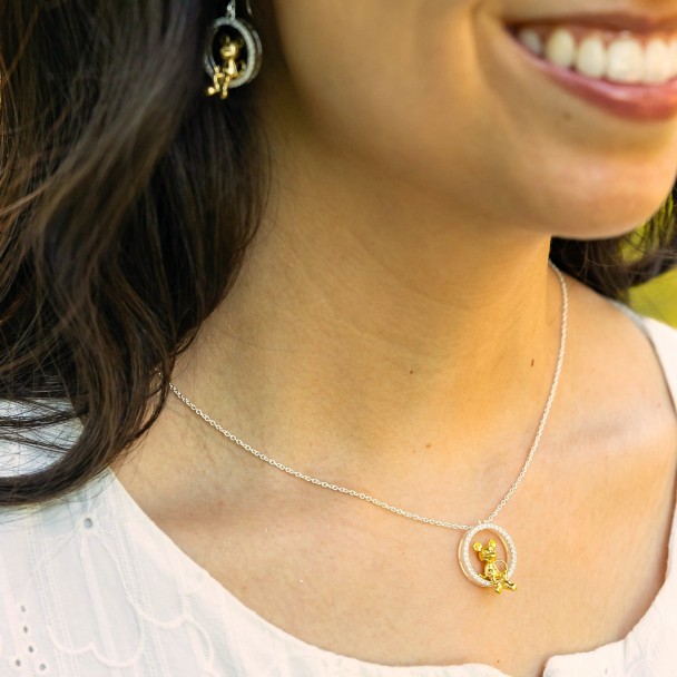 Mickey Mouse Seated Fixed Pendant Necklace by Rebecca Hook