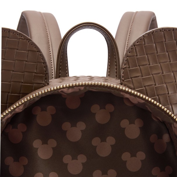 Mickey Mouse Woven Faux Leather Loungefly Mini Backpack