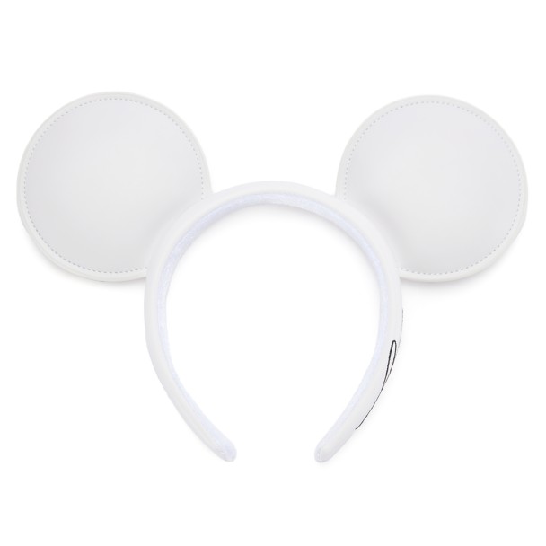 Mickey Mouse Simulated Leather Ear Headband for Adults - White
