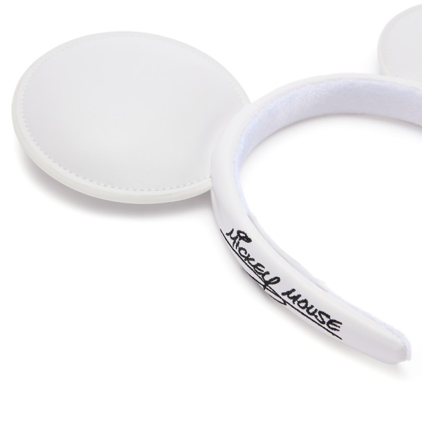 Mickey Mouse Simulated Leather Ear Headband for Adults - White