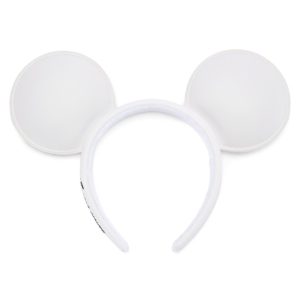 Mickey Mouse Simulated Leather Ear Headband for Adults - White