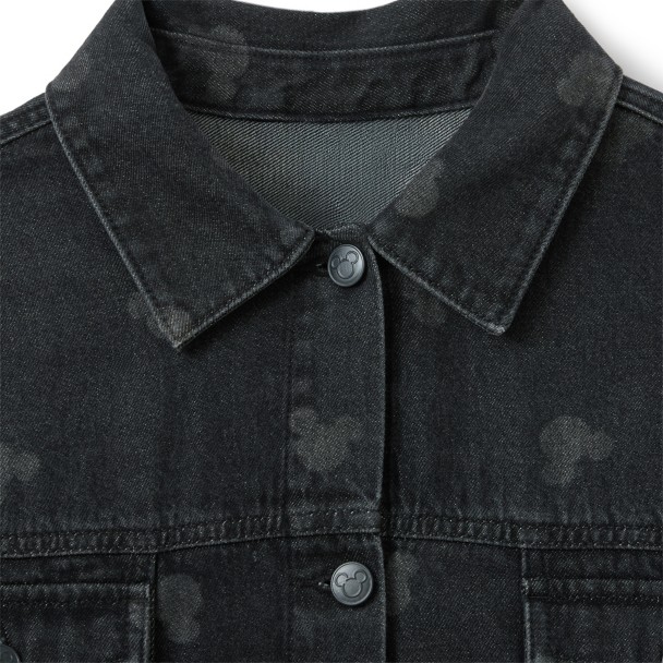 Mickey Mouse Icon Black Denim Jacket for Women